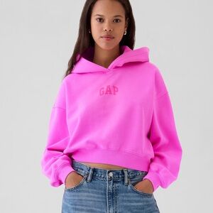 GAP Pink VintageSoft Arch Logo Cropped Hoodie